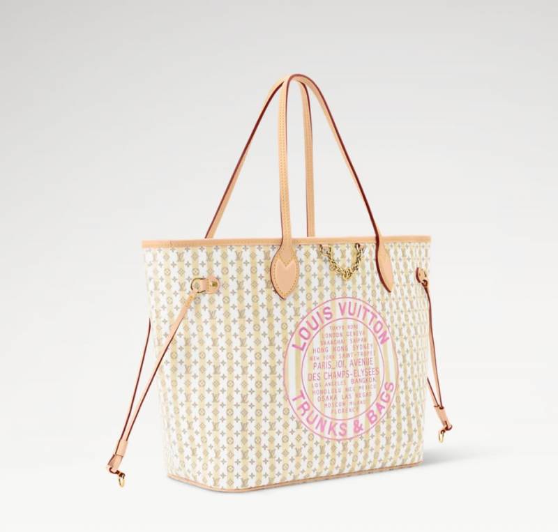 Louis Vuitton 12321 Neverfull MM Premium Leather LV Stamp Banane Tote With Dust Cover
