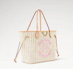 Louis Vuitton 12321 Neverfull MM Premium Leather LV Stamp Banane Tote With Dust Cover