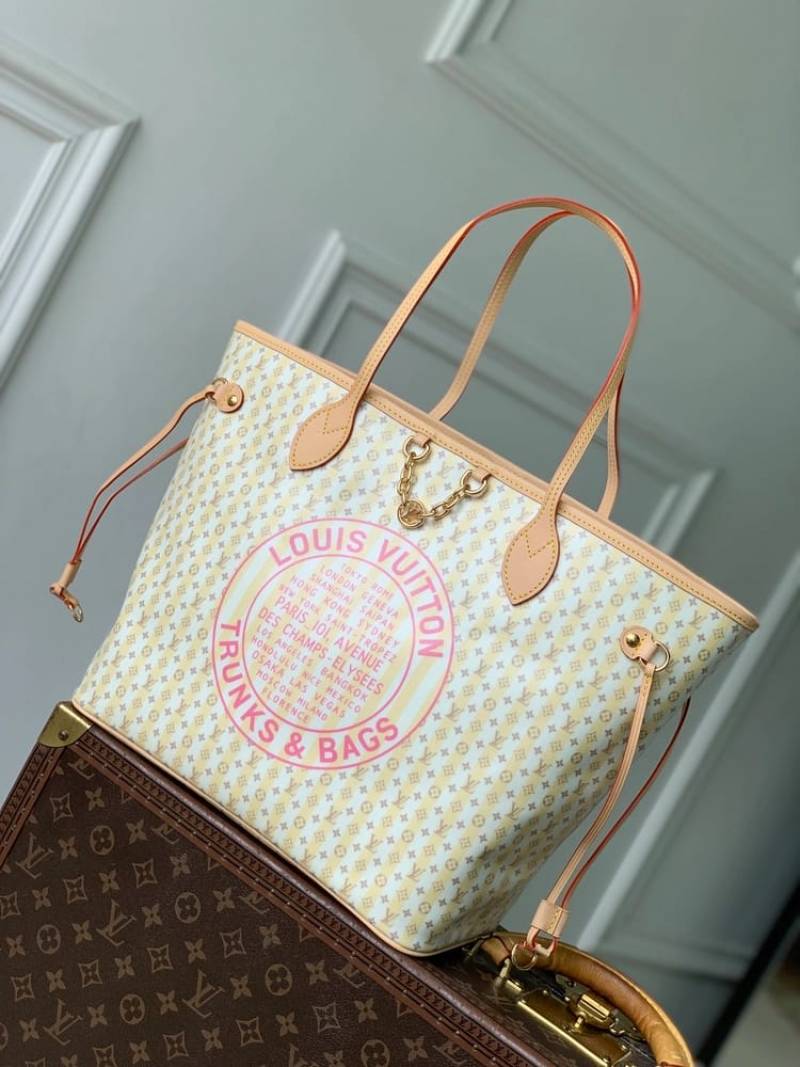 Louis Vuitton 12321 Neverfull MM Premium Leather LV Stamp Banane Tote With Dust Cover