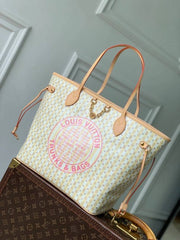 Louis Vuitton 12321 Neverfull MM Premium Leather LV Stamp Banane Tote With Dust Cover