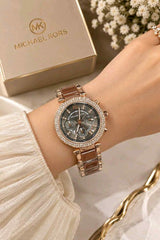 Michael Kors Parker brown Rose gold for her womens girls F418