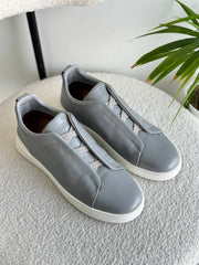 Zegna GREY TRIPLE STITCH SECONDSKIN SNEAKERS