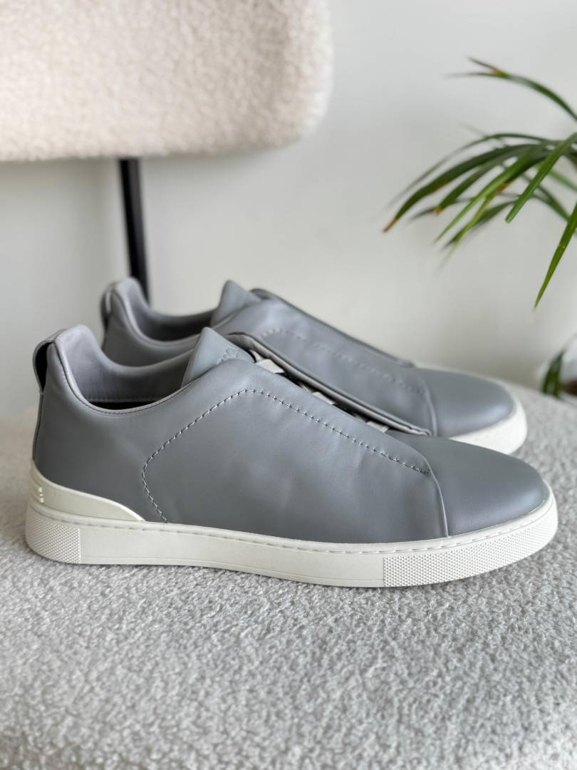 Zegna GREY TRIPLE STITCH SECONDSKIN SNEAKERS