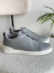 Zegna GREY TRIPLE STITCH SECONDSKIN SNEAKERS