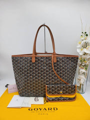 Goyard Saint Loius PM Tote Bag Black Brown With A Detachable Pouch With Dust Cover