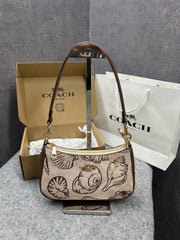 Coach Teri Shoulder Bag In Signature Canvas Shell Print OG & Dust Bag 66123 Sale