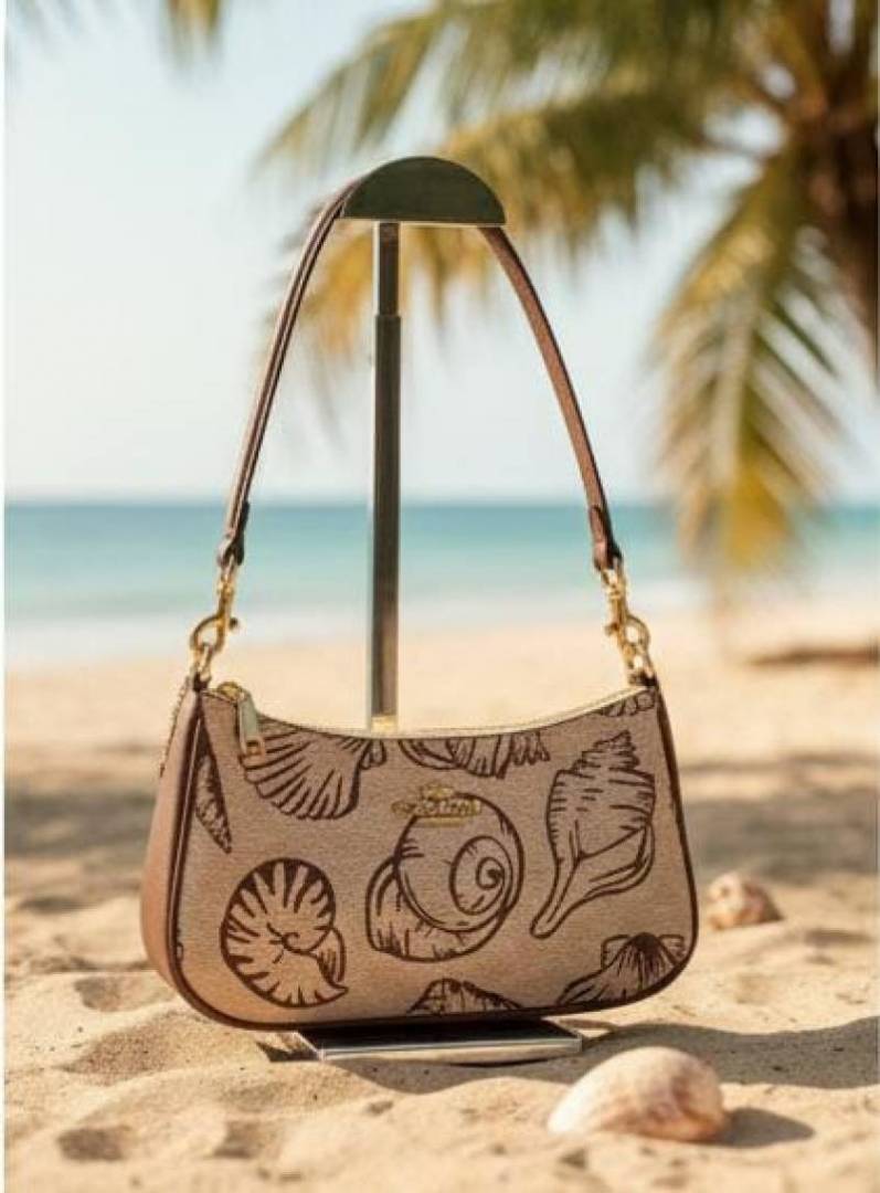 Coach Teri Shoulder Bag In Signature Canvas Shell Print OG & Dust Bag 66123 Sale
