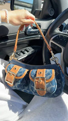 Coach Ashton Signature Denim Bag With OG Box Dust Cover & Carry Bag CY700 Blue Denim