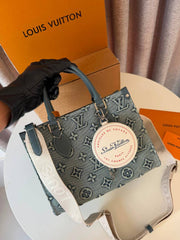 Louis Vuitton Onthego Denim Tote Bag With Pouch OG Double Box Carry Bag M98141