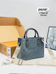 Louis Vuitton Onthego Denim Tote Bag With Pouch OG Double Box Carry Bag M98141