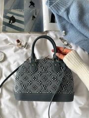Louis Vuitton Alma Bb Monogram Denim With OG Double Box Dust Cover Carry Bag M46990