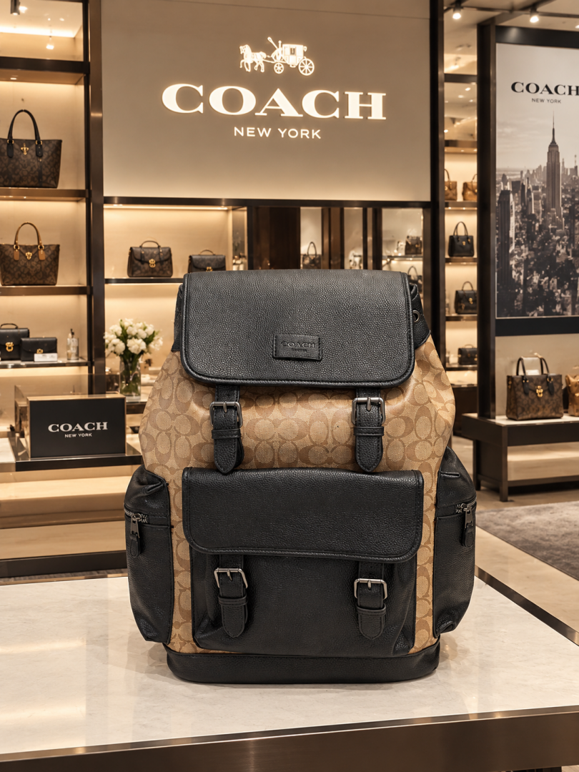 COACH SPRINT LARGE BACKPACK WITH DUSTCOVER PACKING 059 APRICOT BLACK