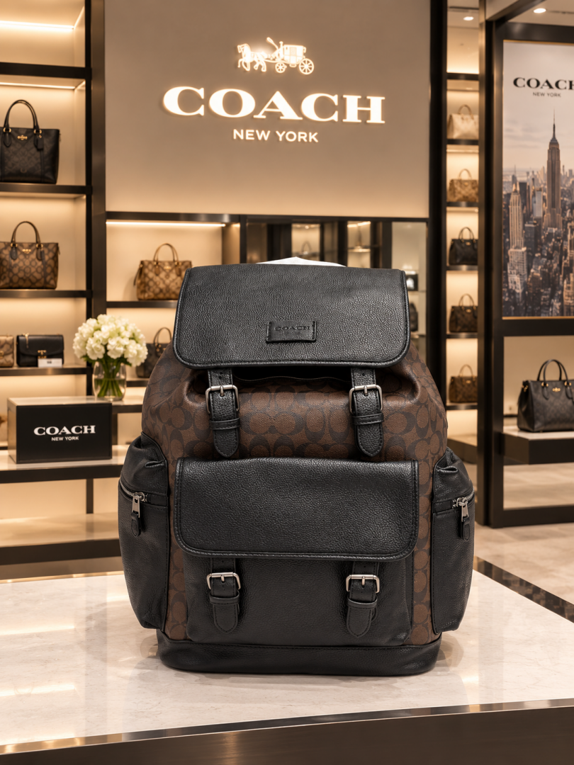 COACH SPRINT LARGE BACKPACK WITH DUSTCOVER PACKING 059 COFFEE BLACK