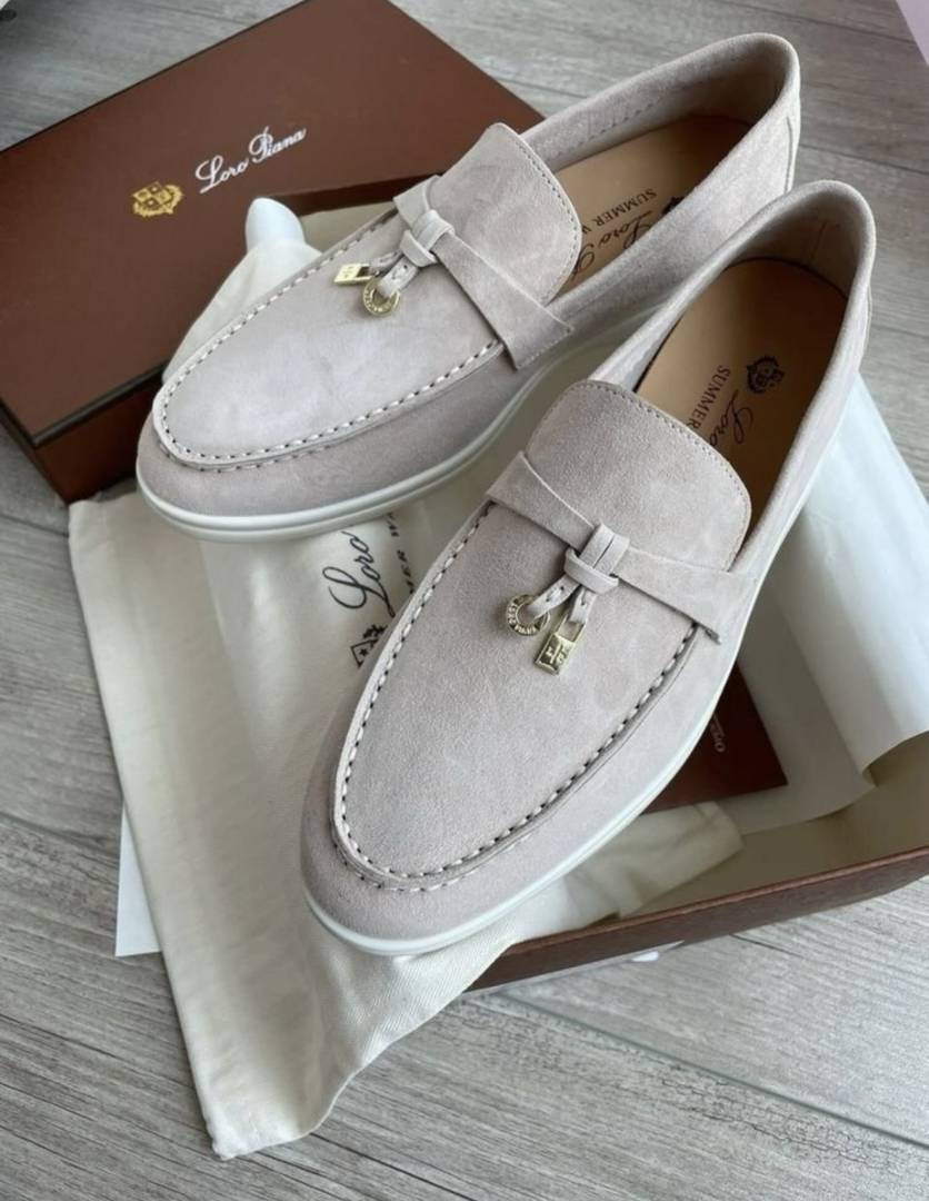 Loro Piano Summer Charms Walk Mules Grey Suede Mens