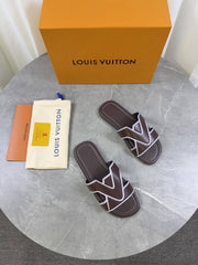 Lv Louis Vuittion Oasis Mule Mens Premium Sandal Brown