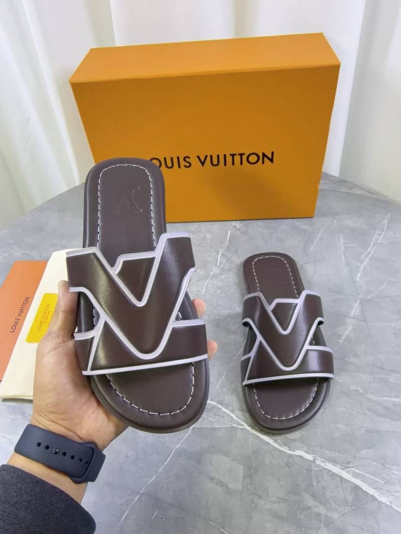 Lv Louis Vuittion Oasis Mule Mens Premium Sandal Brown