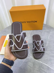 Lv Louis Vuittion Oasis Mule Mens Premium Sandal Brown