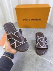 Lv Louis Vuittion Oasis Mule Mens Premium Sandal Brown