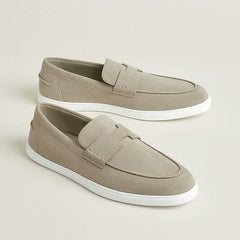 Hermes Job Loafers Noir Beige Fixed