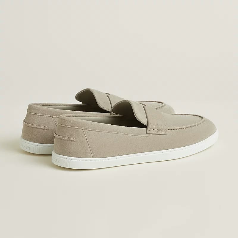 Hermes Job Loafers Noir Beige Fixed