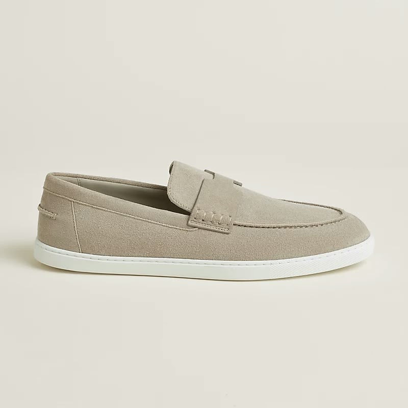 Hermes Job Loafers Noir Beige Fixed