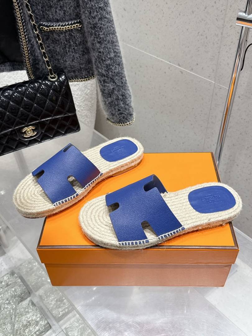 Hermes Antigua Espadrille in slate blue