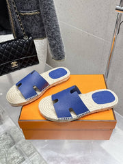 Hermes Antigua Espadrille in slate blue
