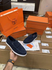 Hermes Job Loafers Noir Navy Fixed