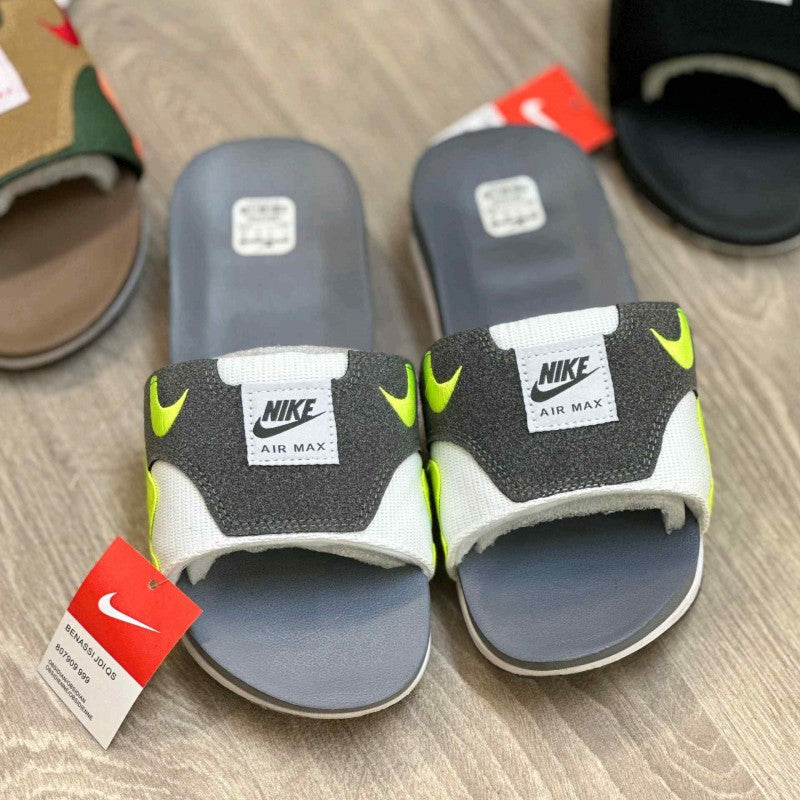 Nike Airmax 1 Premium Grey White Neon Flip Flop