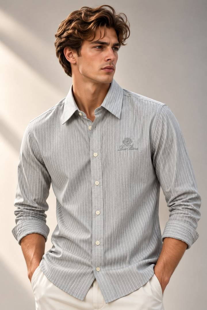 LORO PIANO Premium Quality Store Article Linen Shirt GZ 0591