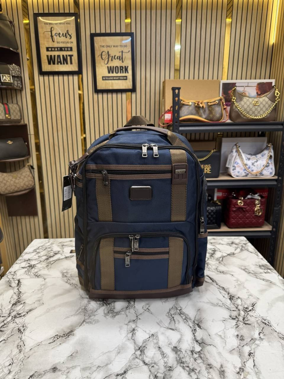 TUMI ALPHA BRIEF BACK PACK PREMIUM QUALITY TRAVEL BAG (T85619-BLUE)
