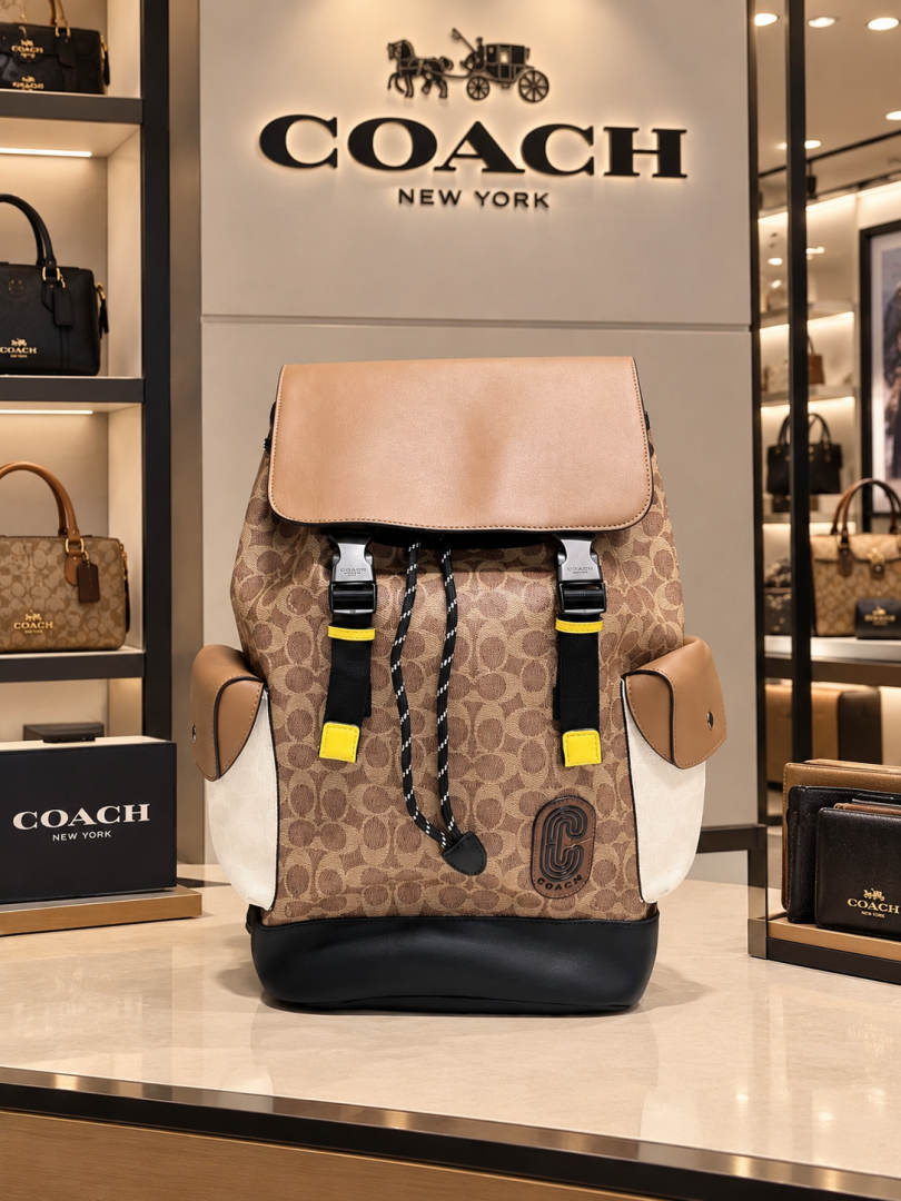 COACH RIVINGTON UNISEX BAGPACK WITH DUST BAG PREMIUM QUALITY APRICOT BLACK BROWN 060