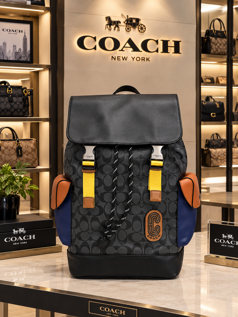 COACH RIVINGTON UNISEX BAGPACK WITH DUST BAG PREMIUM QUALITY BLACK BLUE 060