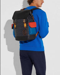 COACH RIVINGTON UNISEX BAGPACK WITH DUST BAG PREMIUM QUALITY BLACK BLUE 060