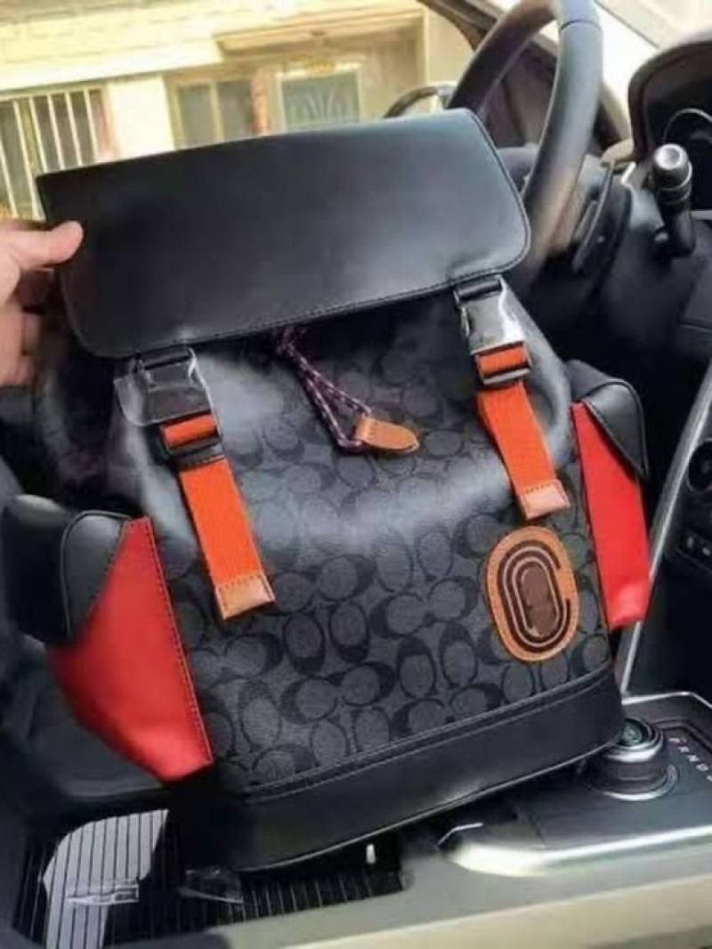 COACH RIVINGTON UNISEX BAGPACK WITH DUST BAG PREMIUM QUALITY BLACK RED 060