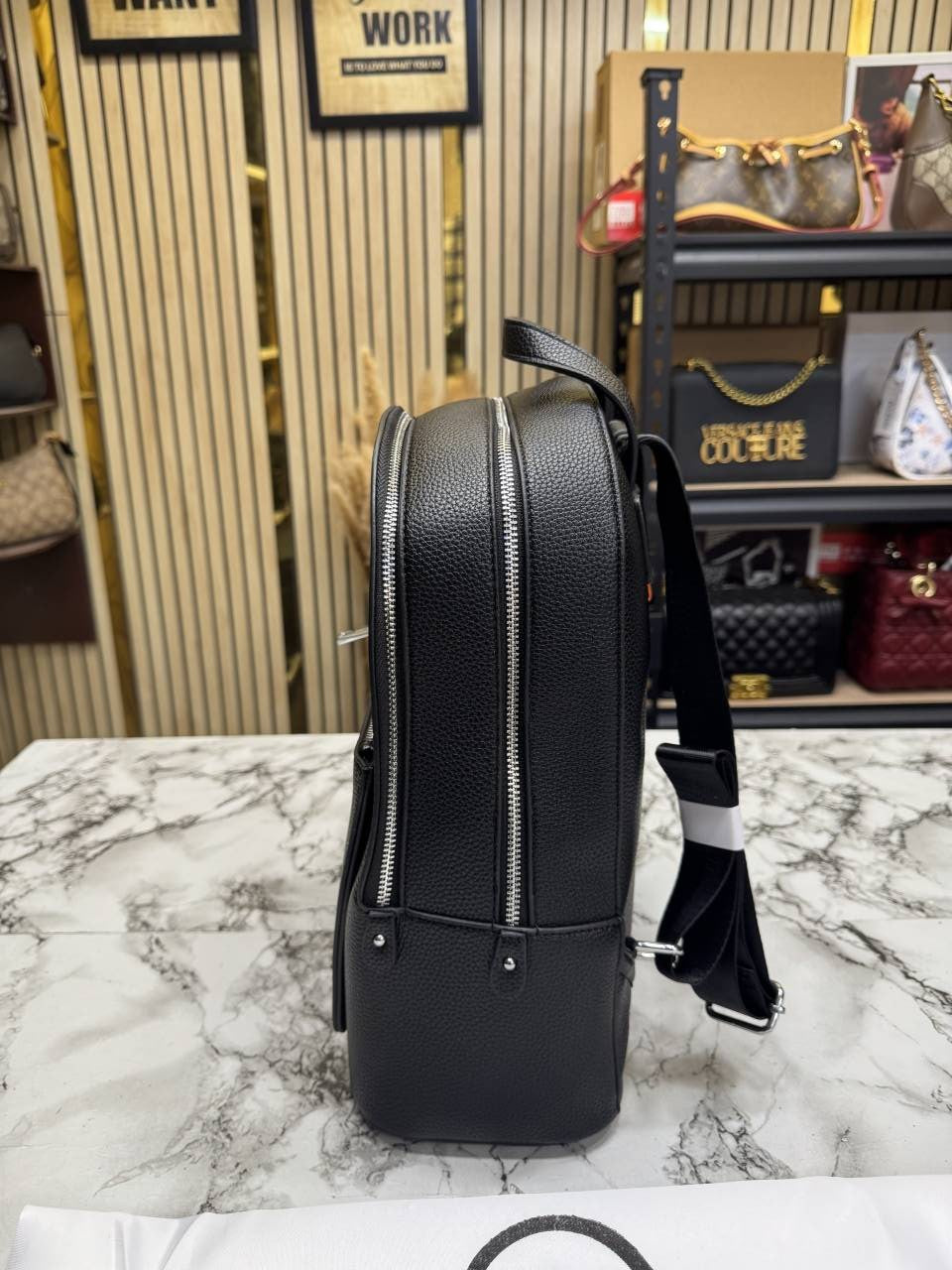 Michael Kors Black Leather Backpack with OG Dust Bag 18111