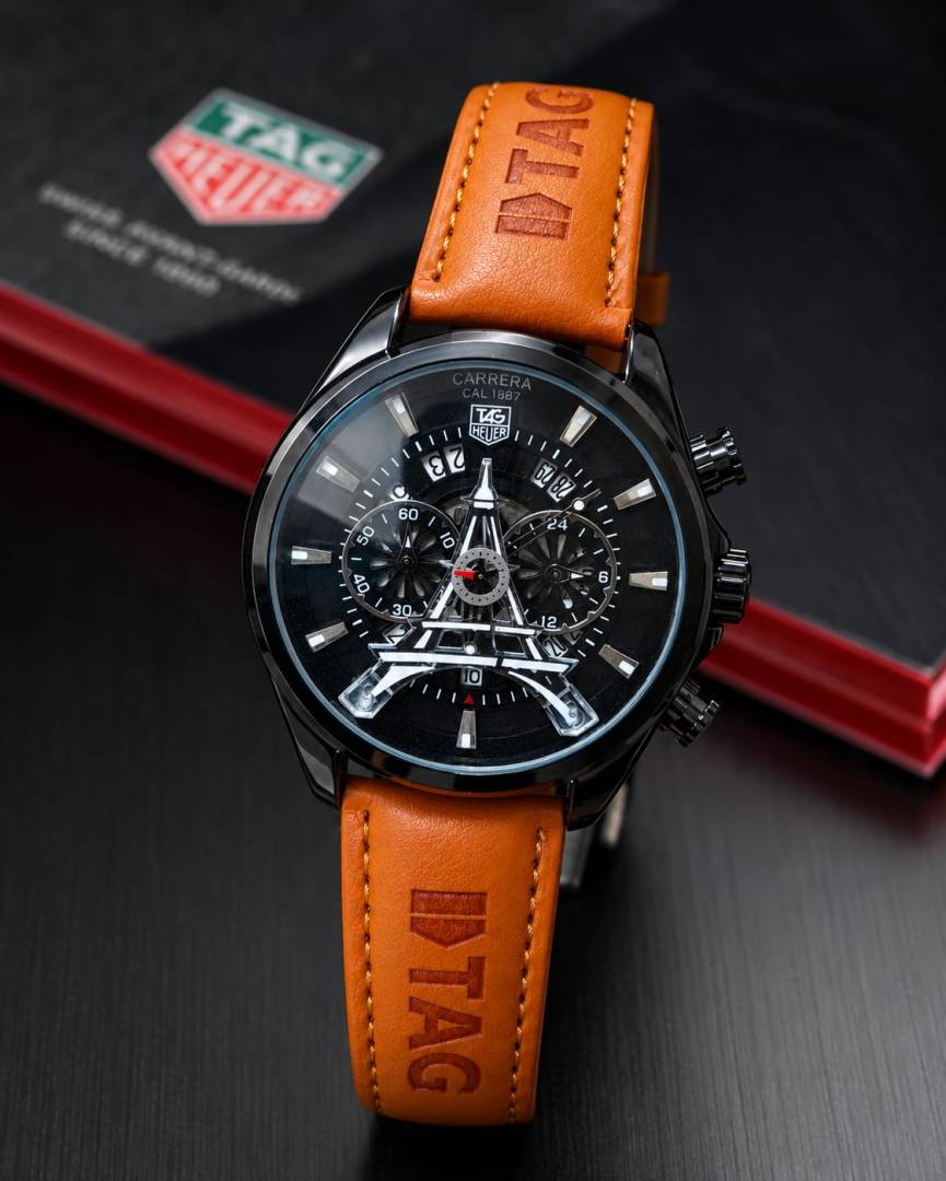 Tag Heuer Carrera Paris Eiffel Tower Leather Brown-Black