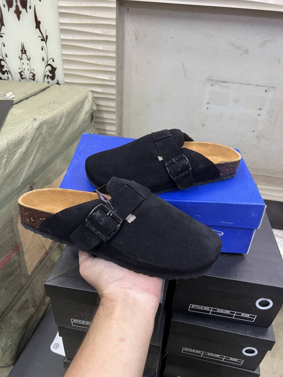 Birkenstock Boston Black Suede 1909