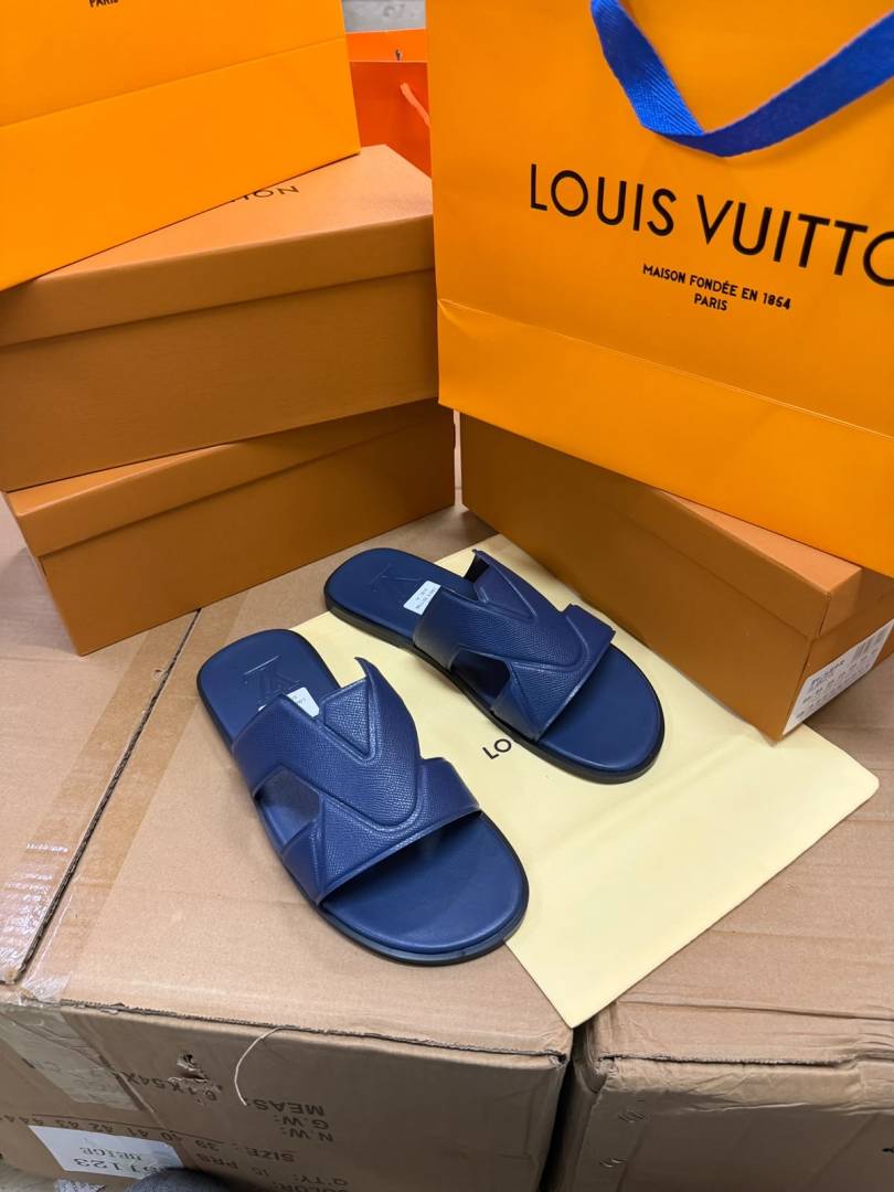 Lv Louis Vuittion Oasis Mule Mens Premium Sandal marine blue