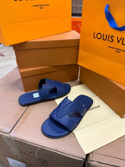 Lv Louis Vuittion Oasis Mule Mens Premium Sandal marine blue