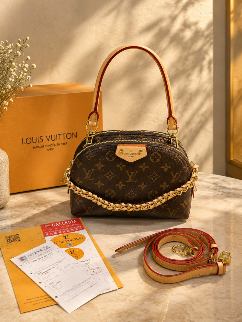 Louis Vuittion Be Alma bag in Monogram Canvas Dual Tone Top Handle With OG Box Dust Cover & Carry Bag 60451 Yellow Skin Monogram