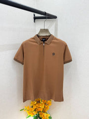 Boss Brown Zipper Polo Premium Collar Neck T-shirt With Brand Box Packing F4102-BR