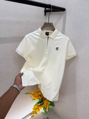 Boss Cream Zipper Polo Premium Collar Neck T shirt With Brand Box Packing F4102 CR