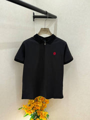 Boss Black Zipper Polo Premium Collar Neck T shirt With Brand Box Packing F4102 BL