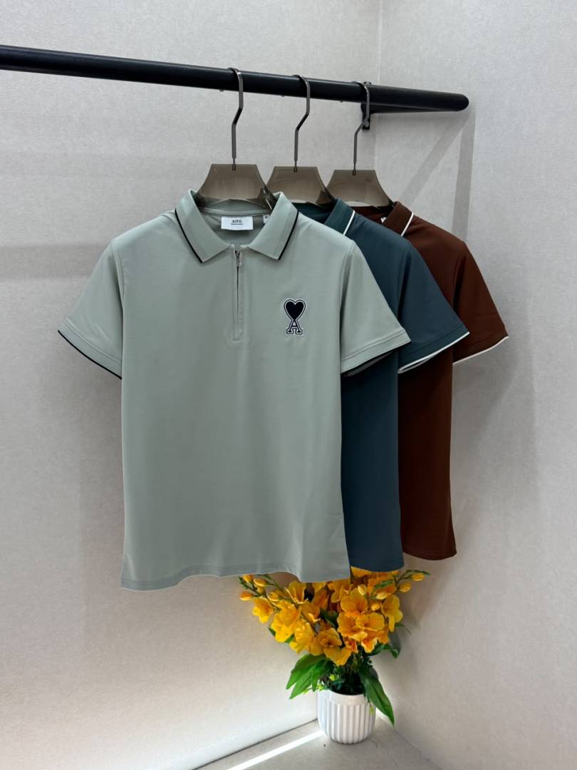 Amiri Logo Pista Premium Collar Neck Polo T shirt With Brand Box Packing F3689 PI