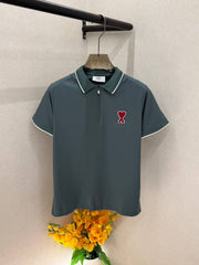 Amiri Logo Green Premium Collar Neck Polo T shirt With Brand Box Packing F3689 GR