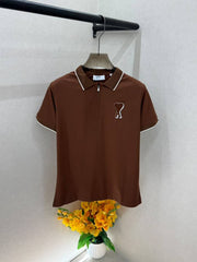 Amiri Logo Brown Premium Collar Neck Polo T shirt With Brand Box Packing F3689 BR