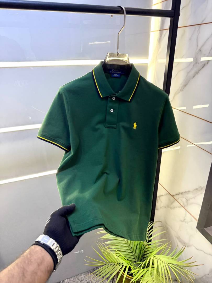 Ralph Lauren Green Collar Neck Premium Polo T shirt F3624 GR