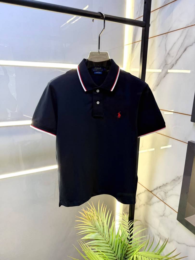 Ralph Lauren Navy Collar Neck Premium Polo T shirt F3624 NY