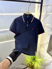 Ralph Lauren Navy Collar Neck Premium Polo T shirt F3624 NY